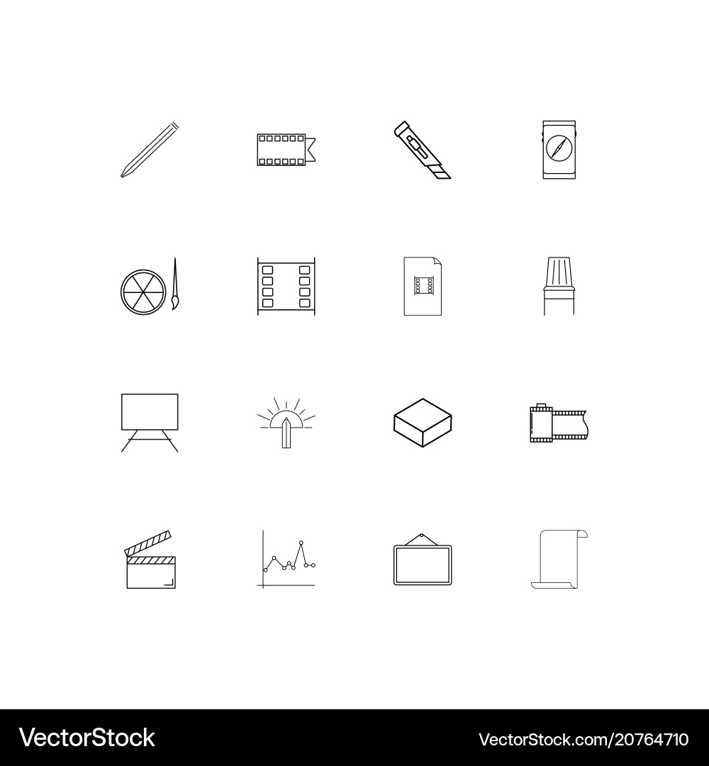 Creative process and design linear thin icons set vector image