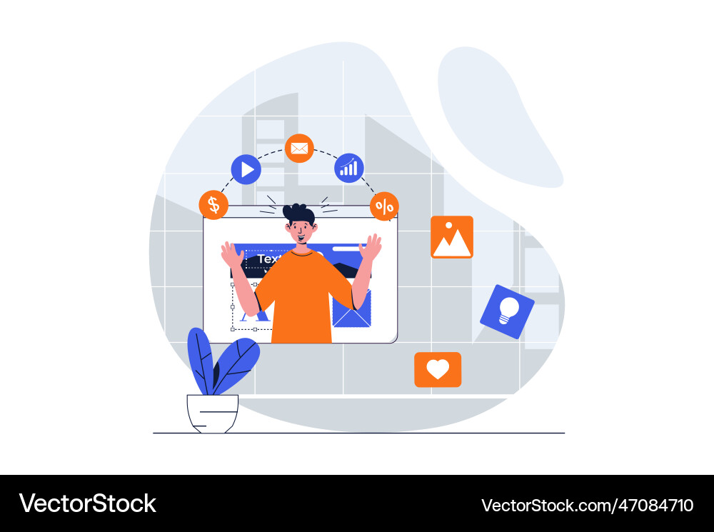 Digital marketing web concept with character scene Digital marketing web concept with character scene vector image
