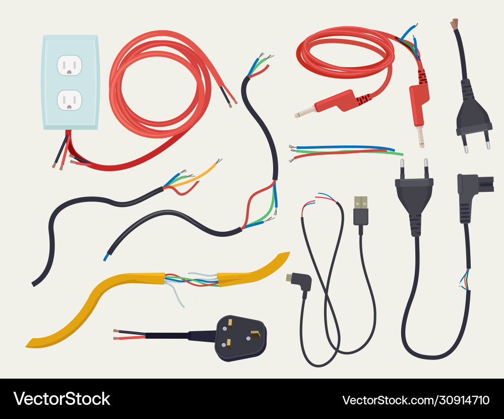 Elektrisches Problem beschädigtes Kommunikationskabel Elektrisches Problem beschädigtes Kommunikationskabel vektorbild