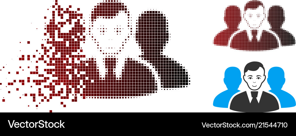 Fragmented pixel halftone user group icon Fragmented pixel halftone user group icon Vector Image