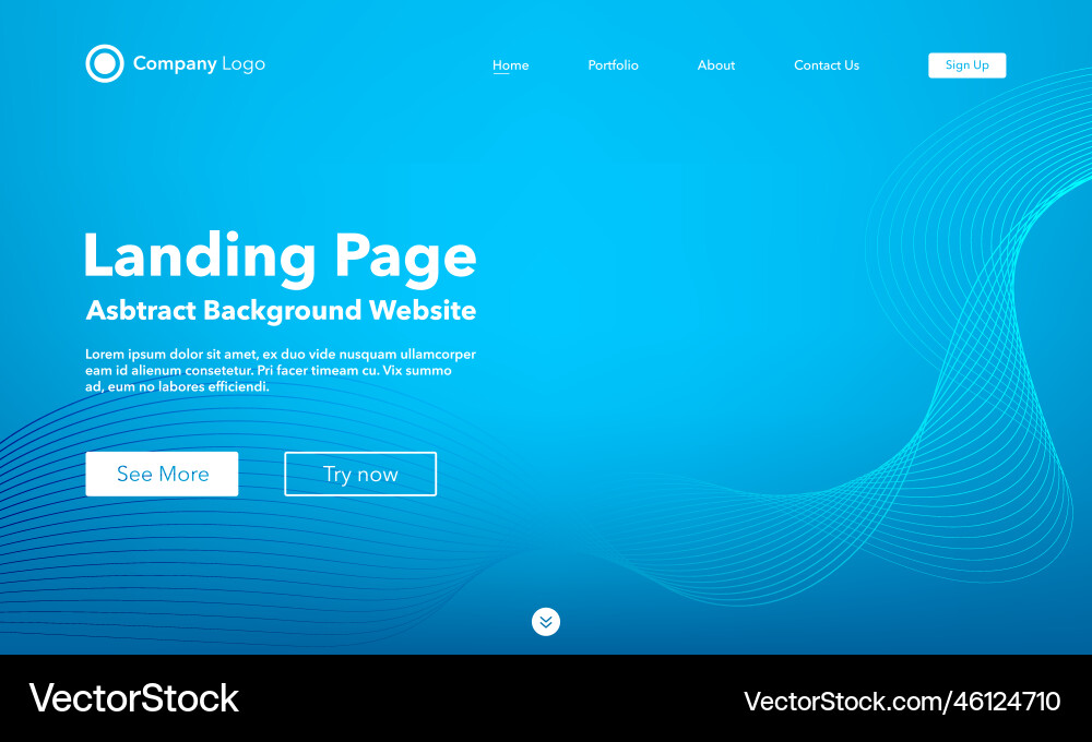 Gradient abstract wave background landing page Gradient abstract wave background landing page vector image