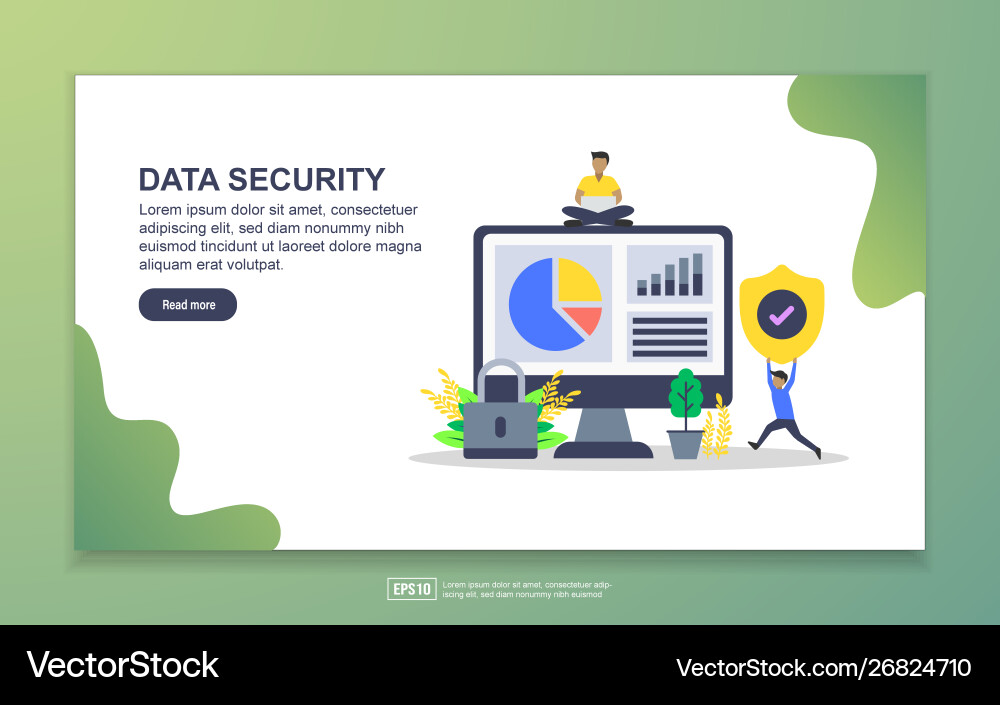 Landing page template data security modern Landing page template data security modern Vector Image