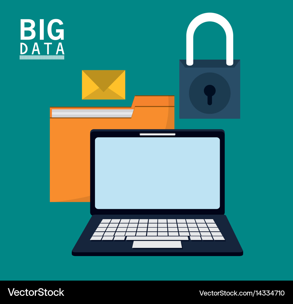 Laptop folder file email message padlock Vector Image