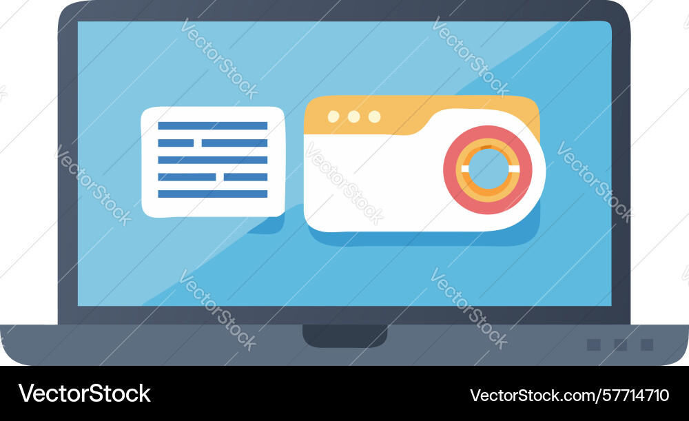 Laptop with file folder for digital document vector image