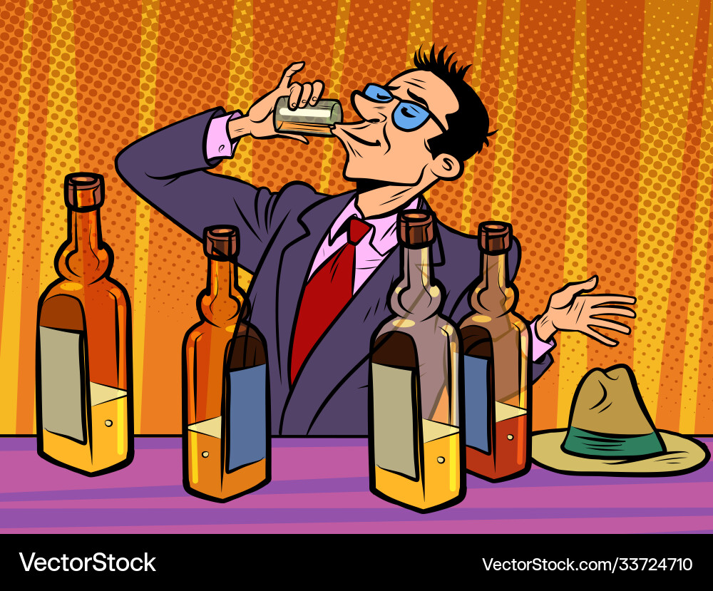 Man Drinking in a Bar Vector Image