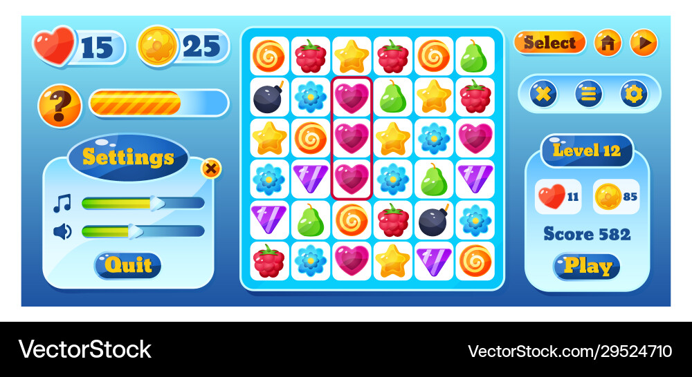 Mobile Match Game UI Icons vector image