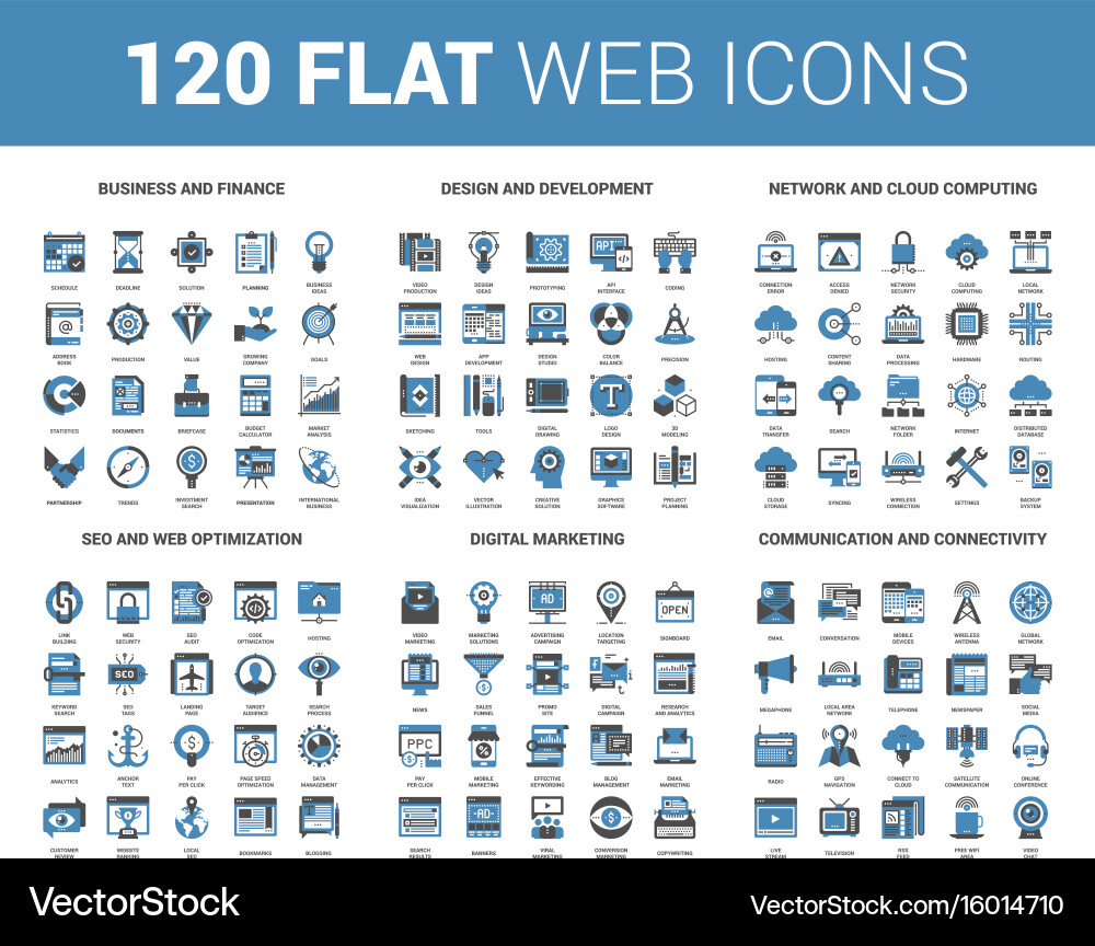 Modern Flat Web Icons vector image