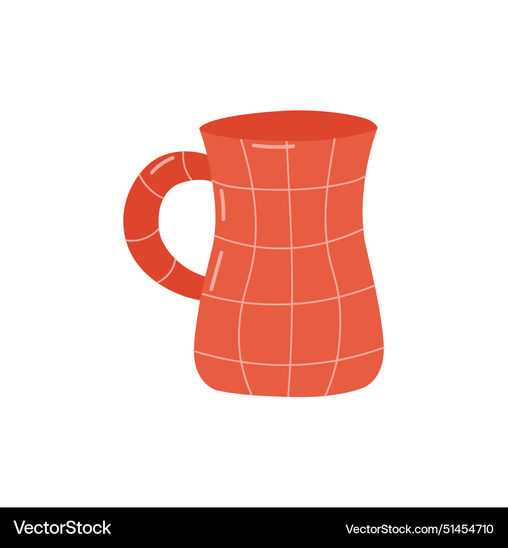 Orange mug with square pattern on white Vector Image