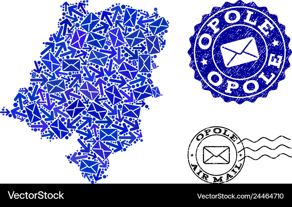 Post motion composition of mosaic map opole Post motion composition of mosaic map opole vector image