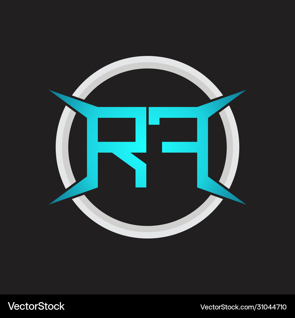 Rf logo monogram with circle and four taper shape Rf logo monogram with circle and four taper shape vector image