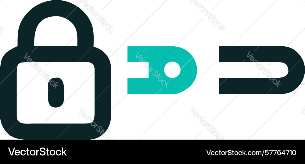 Secure lock data flow icon for cybersecurity vector image
