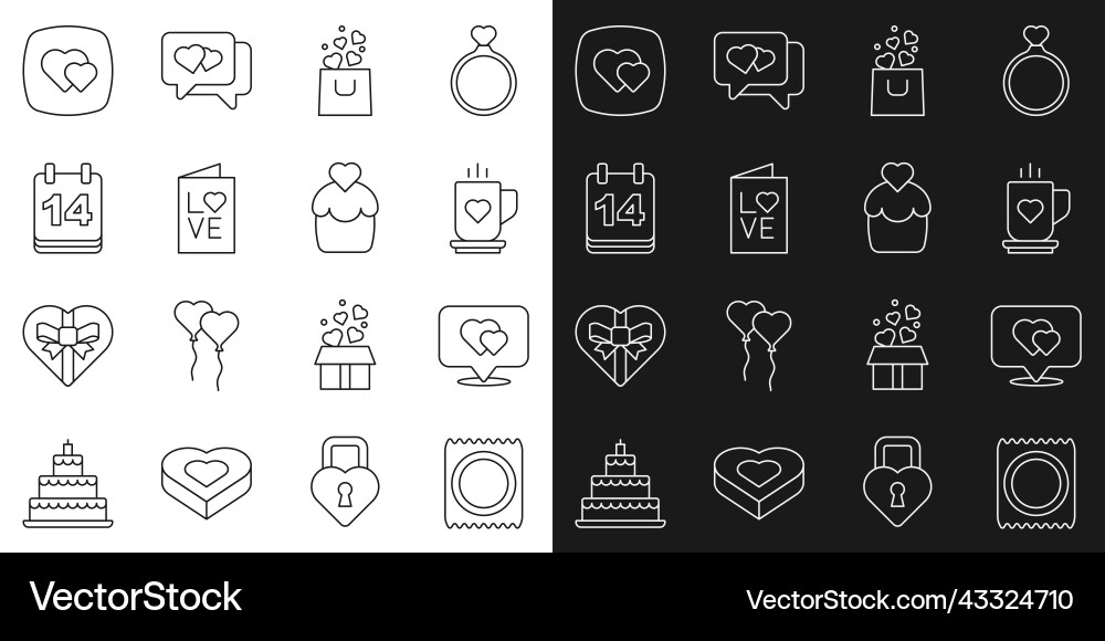 Set line condom in package location with heart Vector Image