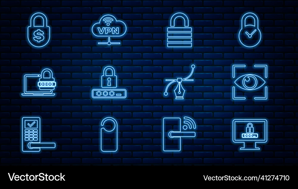 Set line monitor with password eye scan lock Vector Image