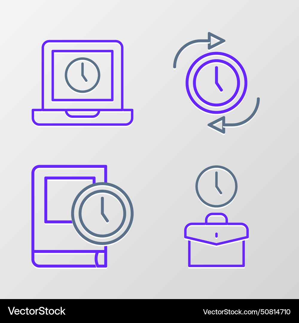 Set line work time for book clock with arrow Set line work time for book clock with arrow vector image