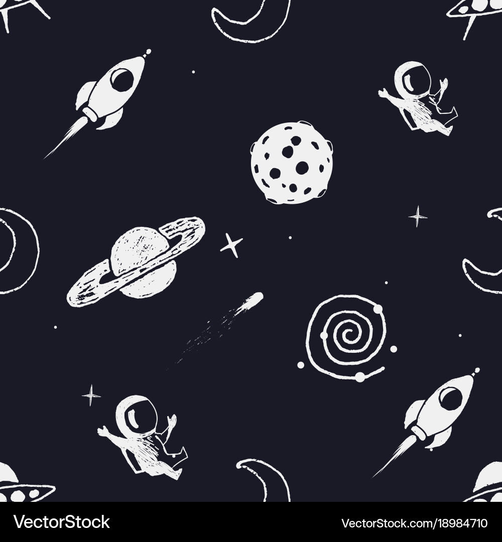 Space Objects Seamless Pattern vector image