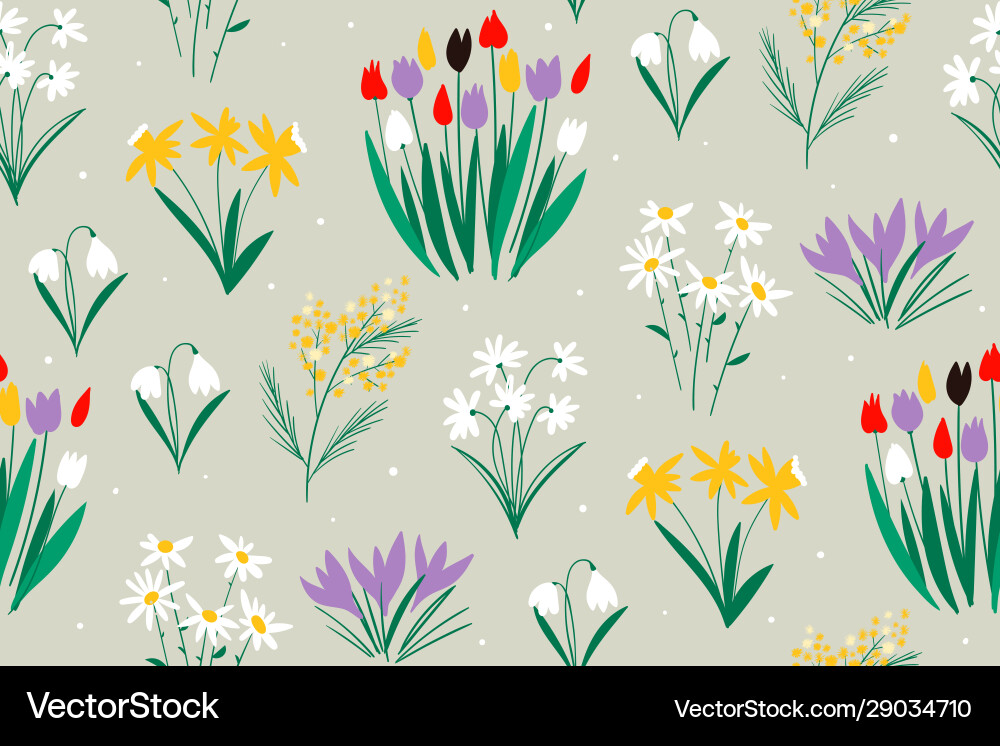 Spring colorful pattern on a green background Spring colorful pattern on a green background vector image