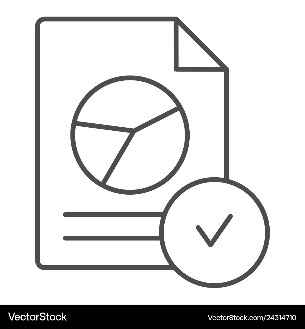 Verified chart document thin line icon checked vector image
