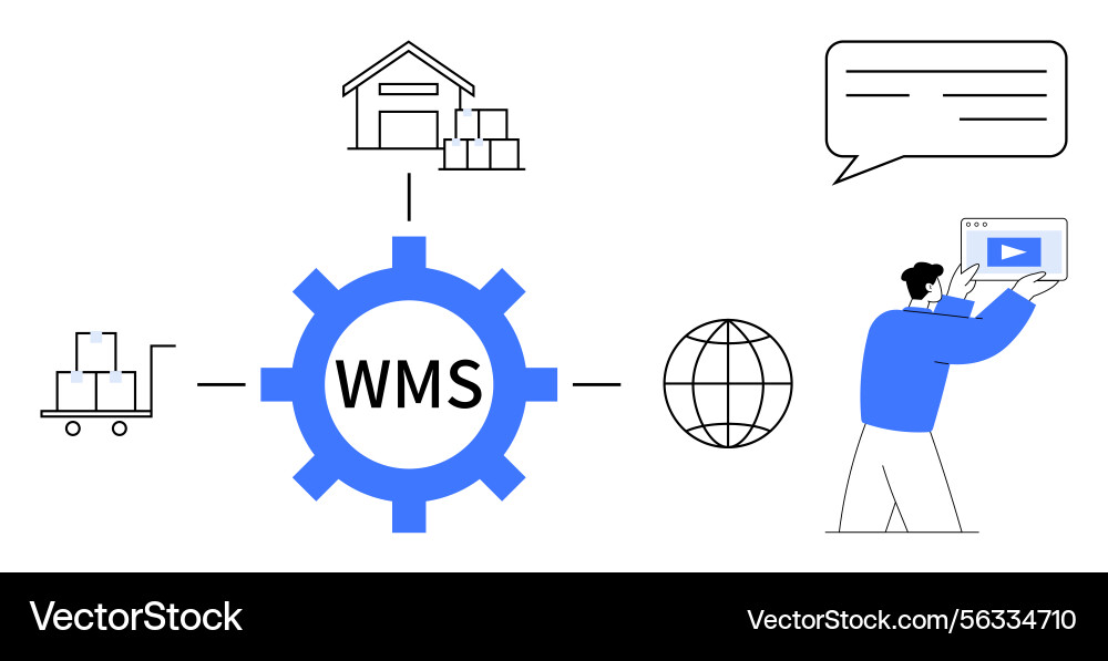 Warehouse management system workflow with data Warehouse management system workflow with data vector image