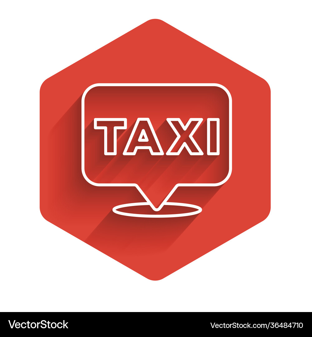 White line map pointer with taxi icon isolated White line map pointer with taxi icon isolated vector image