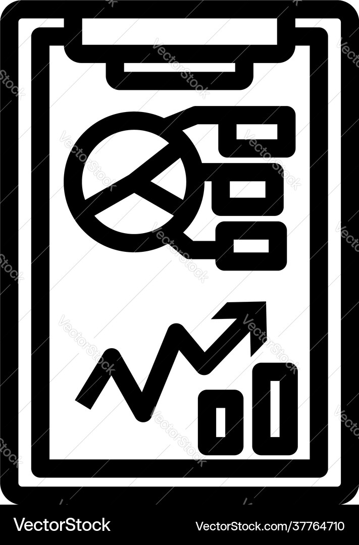 Writing tablet with analytics chart icon Writing tablet with analytics chart icon vector image