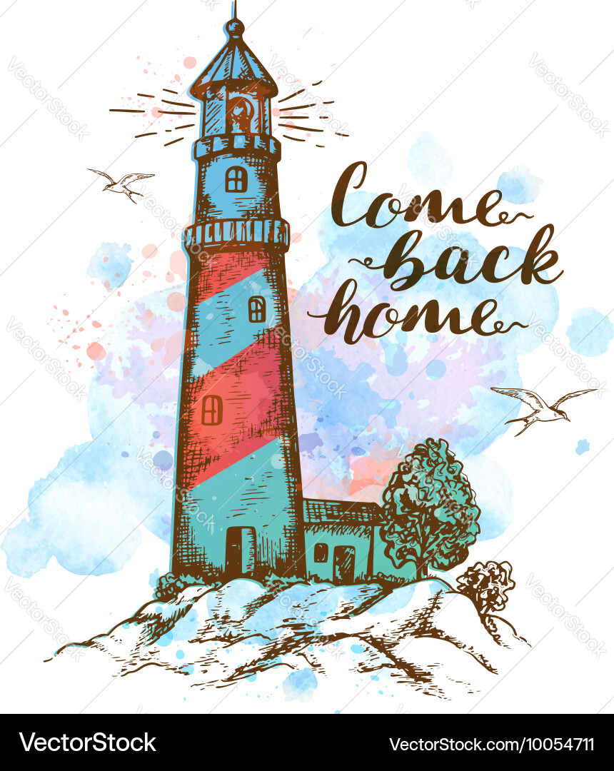 Abstract background with lighthouse Vector Image