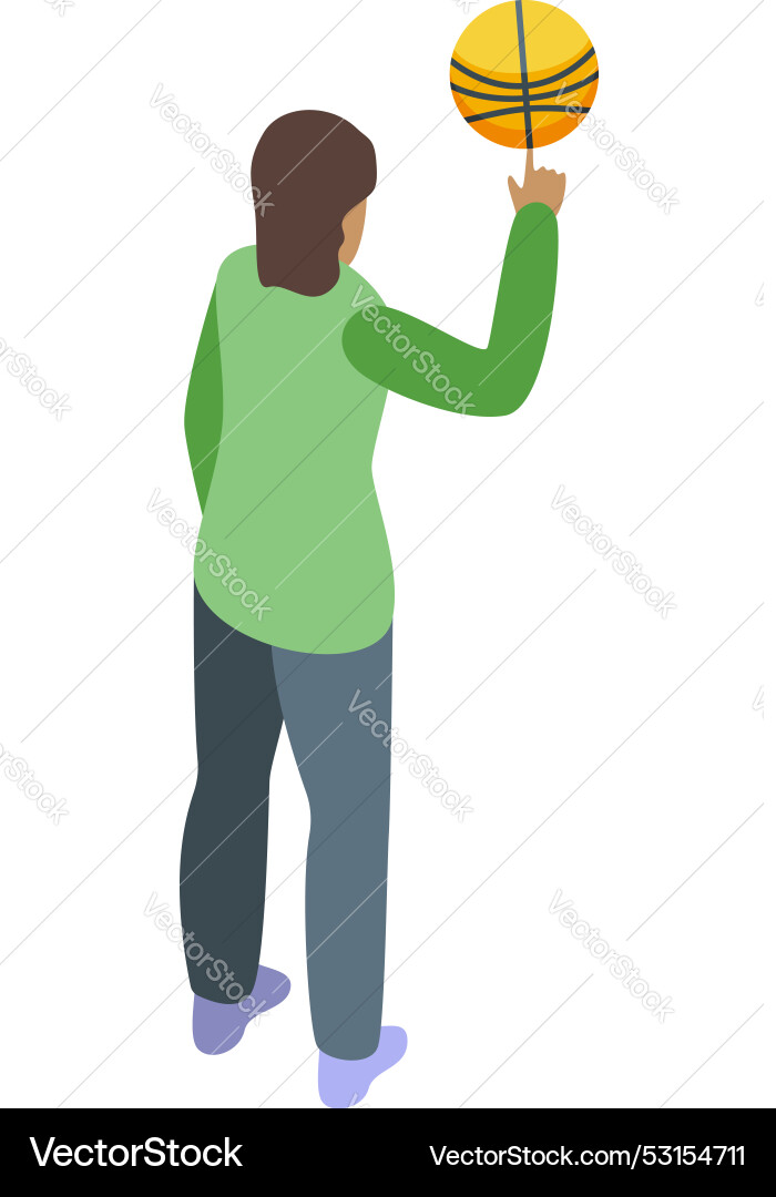 Basketball player spinning ball on finger back Basketball player spinning ball on finger back vector image