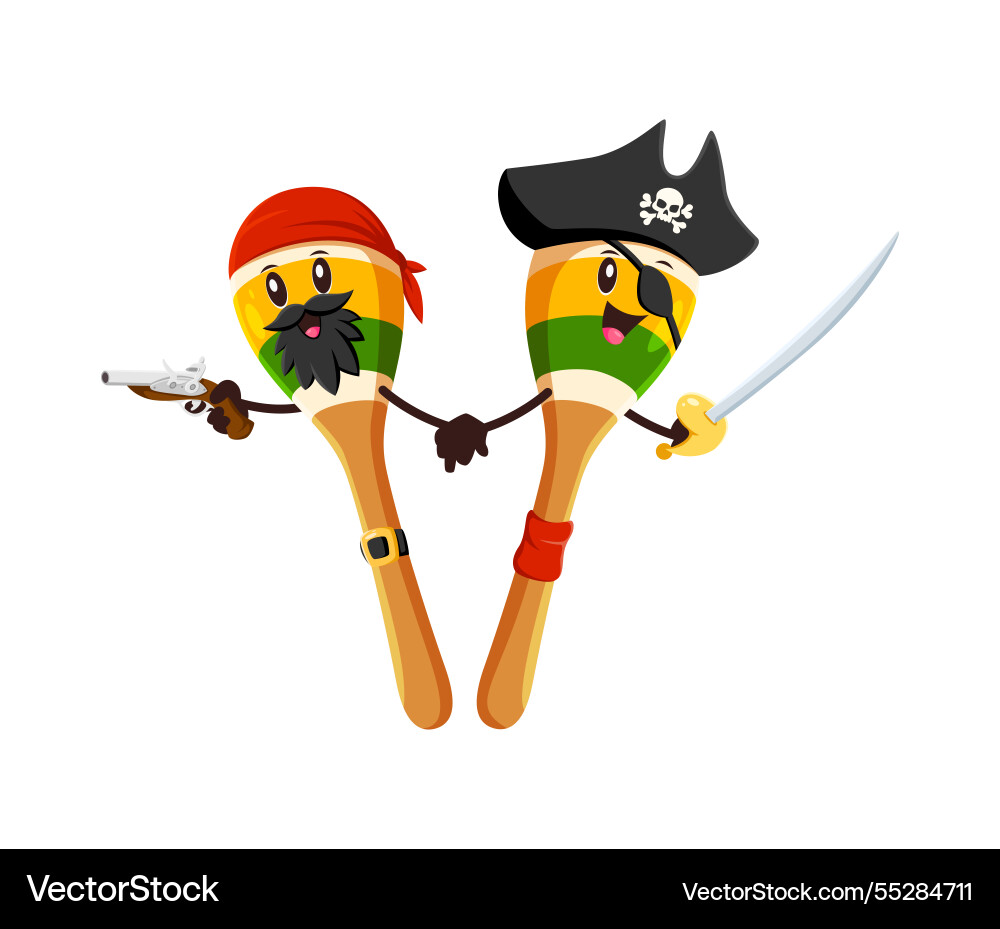 Cartoon two maracas musical instrument corsairs Cartoon two maracas musical instrument corsairs vector image