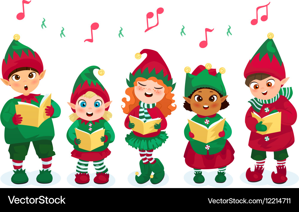 Christmas Caroling Kids vector image