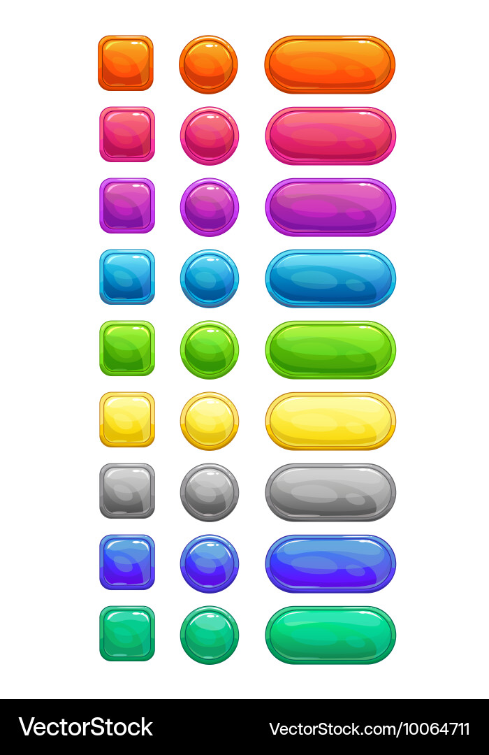 Colorful glossy buttons set Vector Image