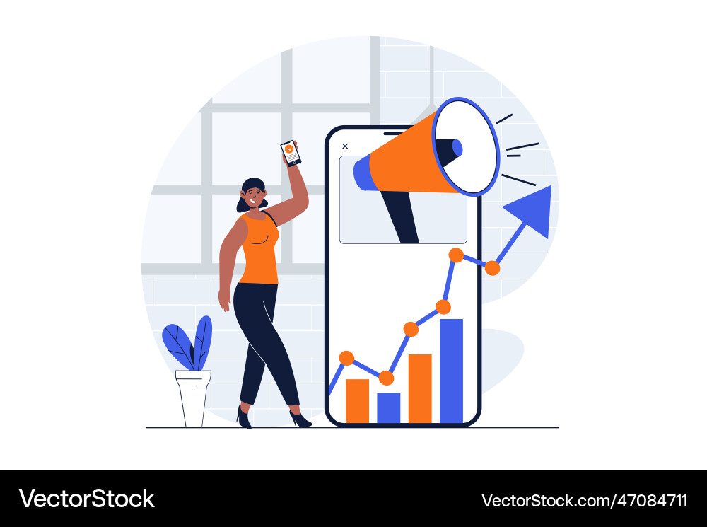 Digital marketing web concept with character scene vector image