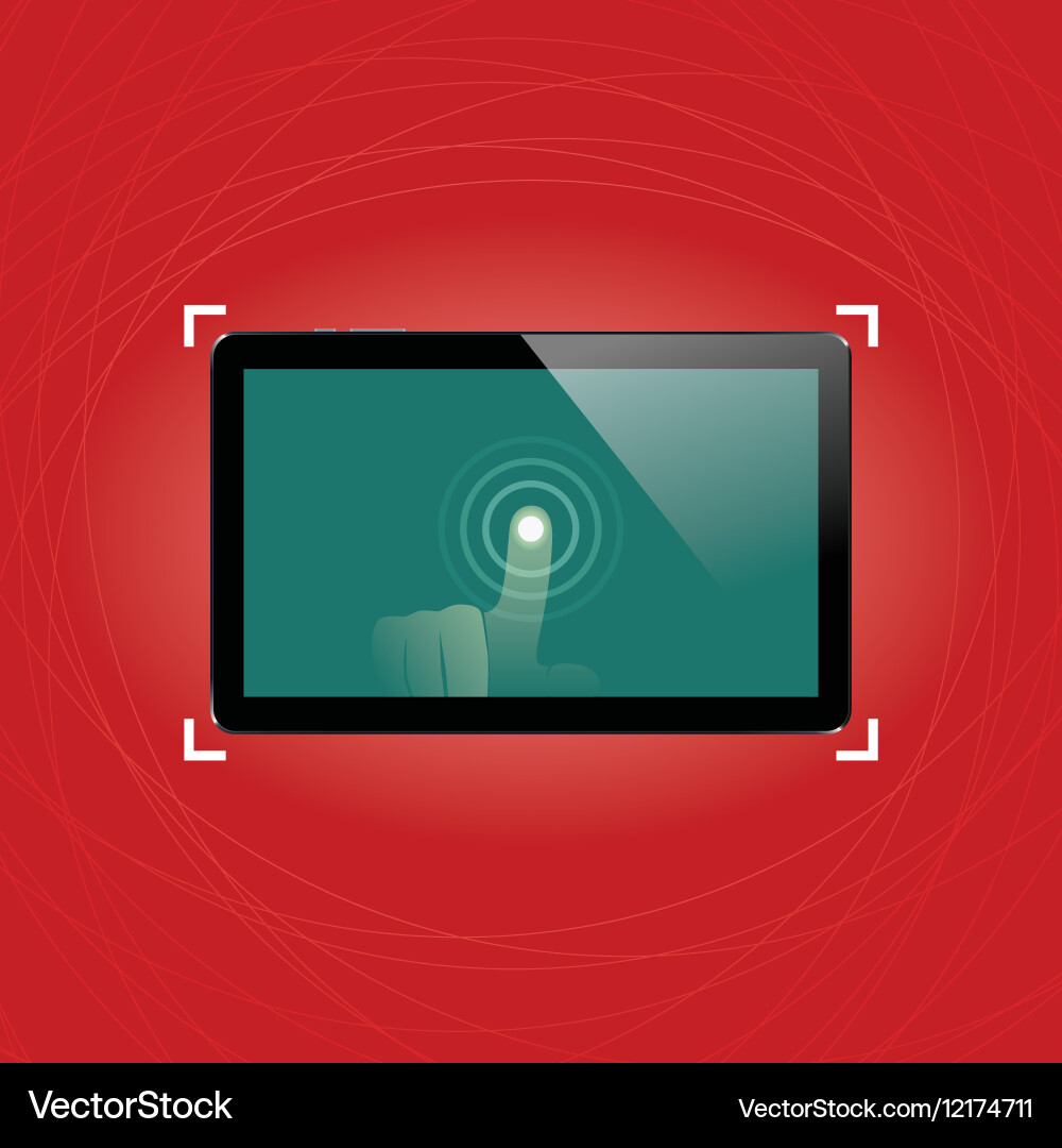 Digital tablet with shiny sensor screen touch vector image