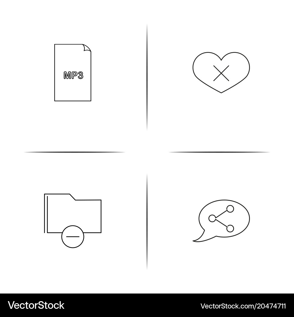 Files and folders sign simple linear icons set Vector Image