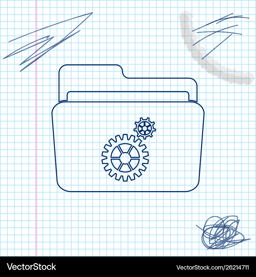 Folder settings with gears line sketch icon Folder settings with gears line sketch icon vector image