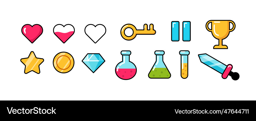 Game buttons in retro style set Game buttons in retro style set Vector Image