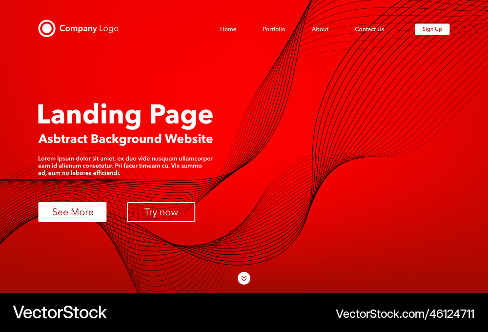 Gradient abstract wave background landing page Gradient abstract wave background landing page vector image