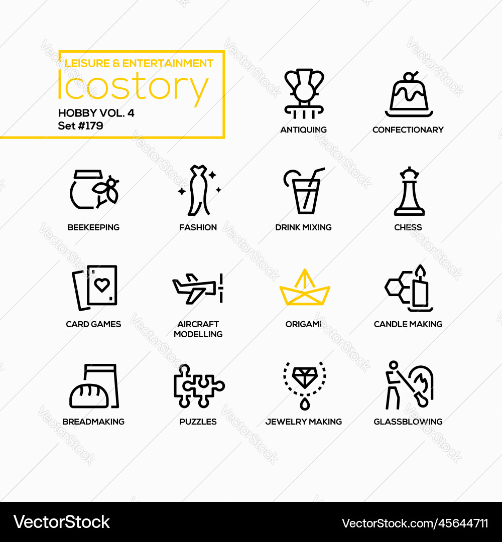 Hobbies and collecting - line design style icons vector image