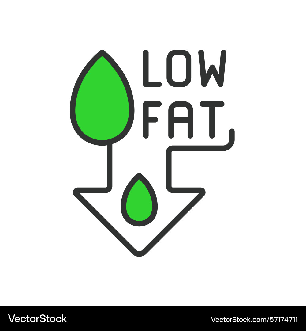 Low fat icon in line design green low-fat diet Vector Image