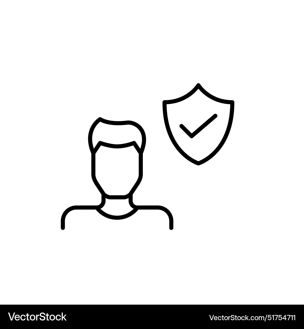 Male user shield and checkmark secure internet Vector Image