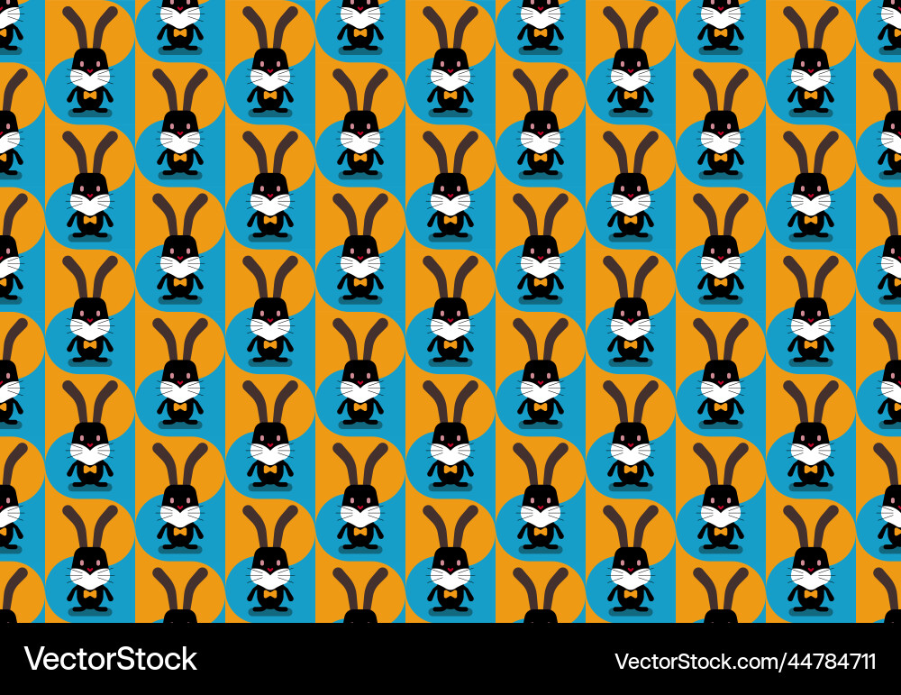 Minimalist seamless pattern with black rabbit vector image