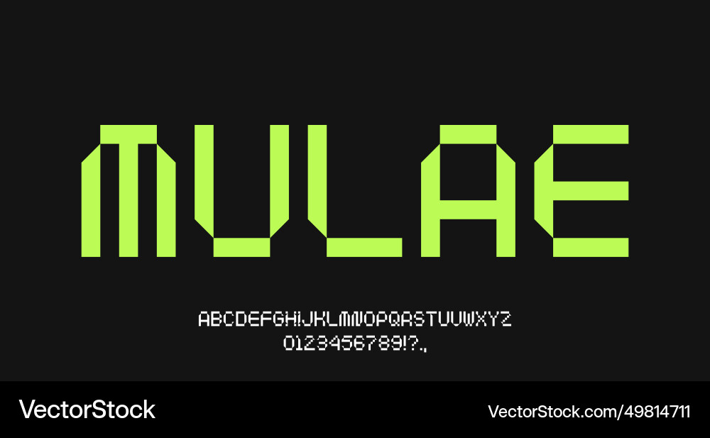 Mulae font uppercase pixel bit futuristic Mulae font uppercase pixel bit futuristic vector image
