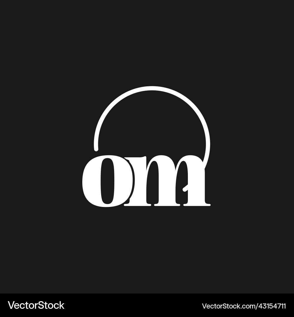 Om logo initials monogram with circular lines Om logo initials monogram with circular lines Vector Image