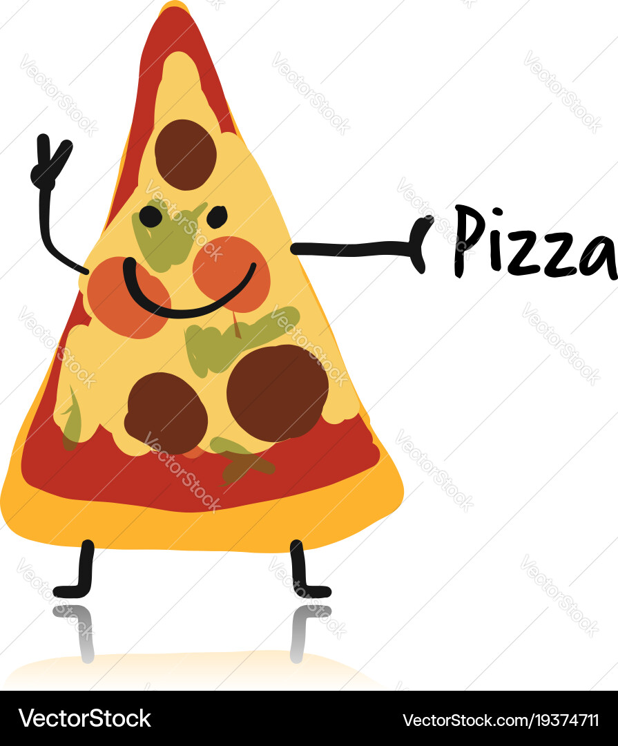 Pizza slice character sketch for your design vector image