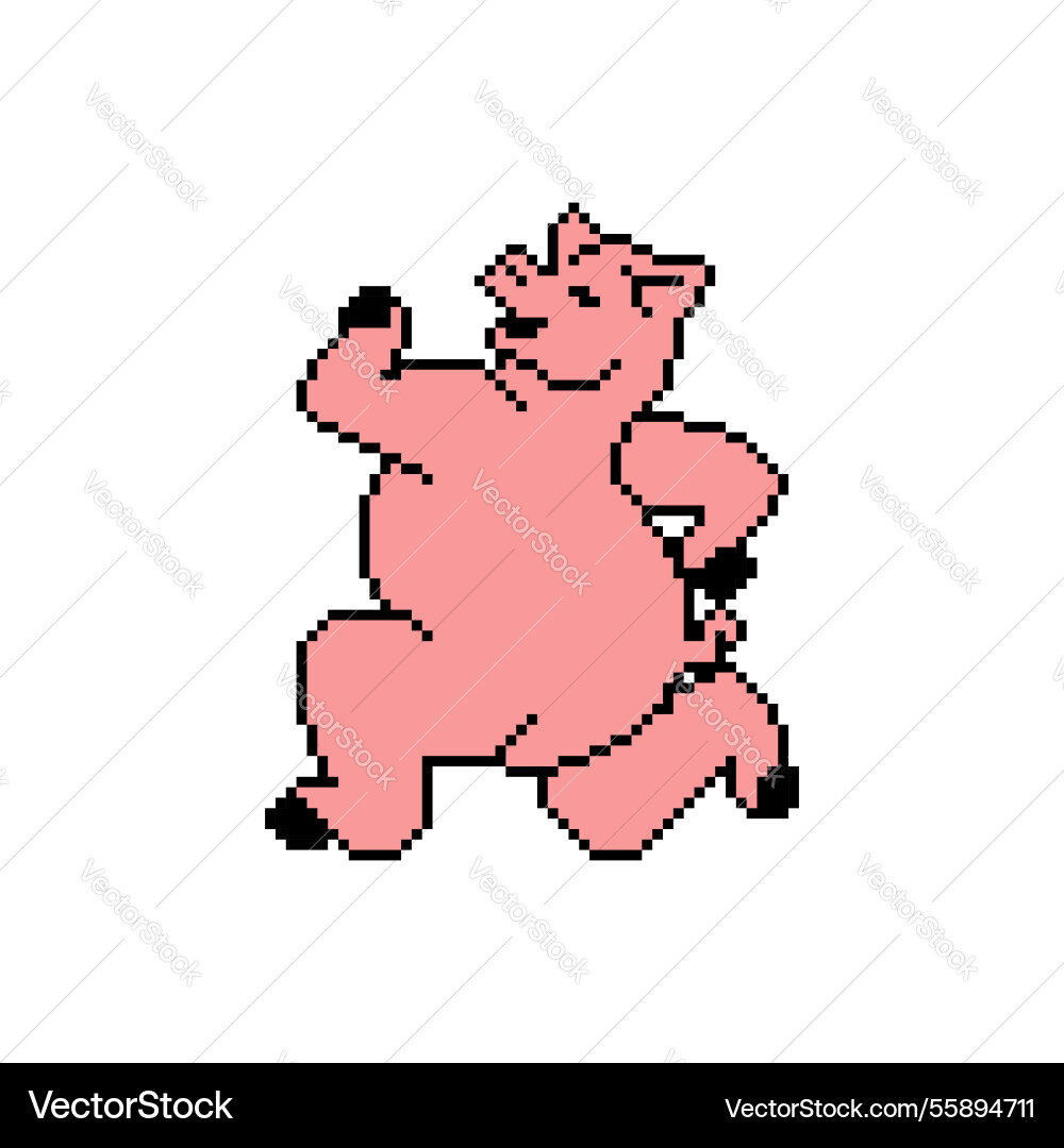 Running pig pixel art 8 bit swine run pixelated Running pig pixel art 8 bit swine run pixelated vector image