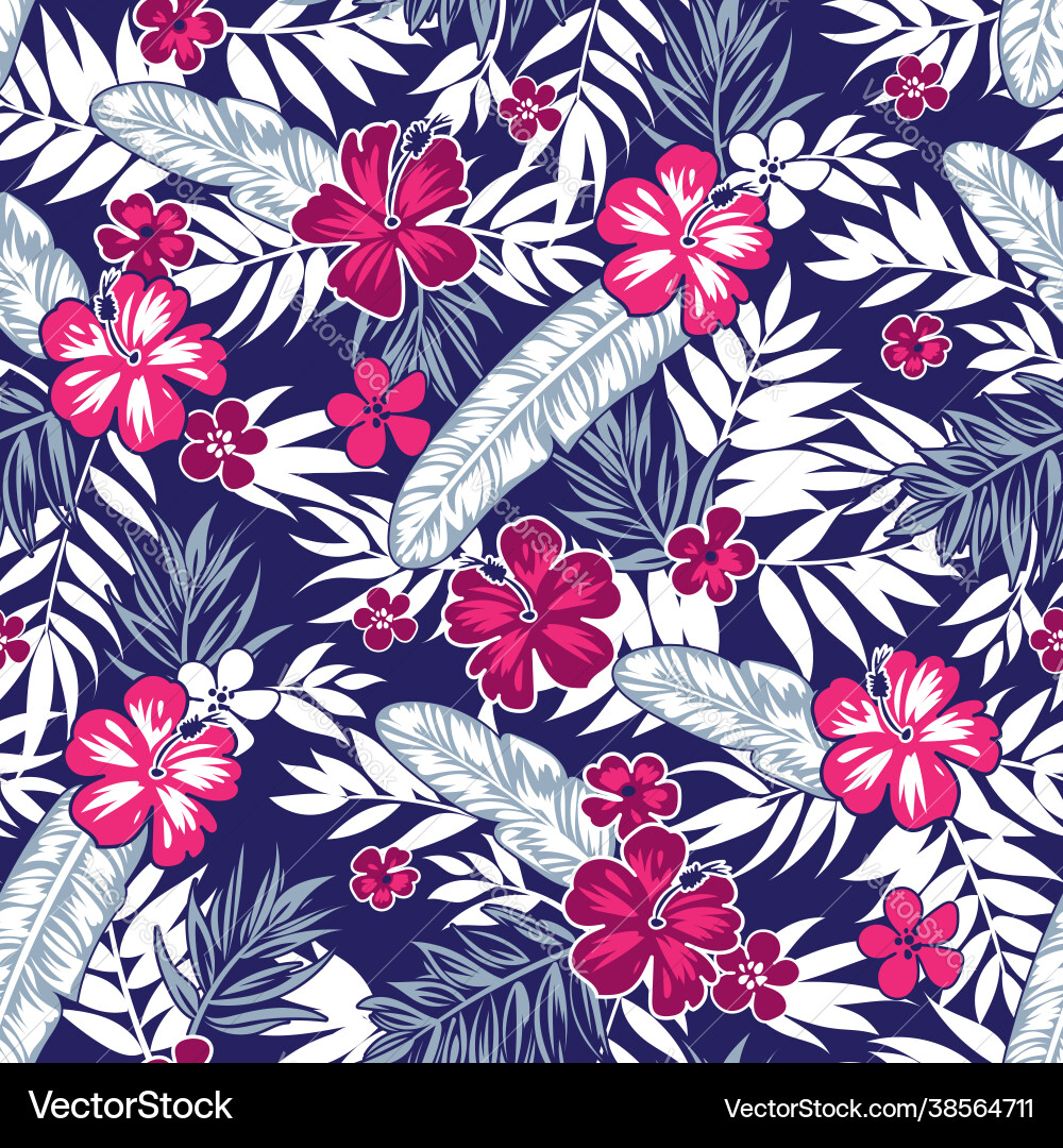 Seamless tropical floral background with palm Seamless tropical floral background with palm vector image