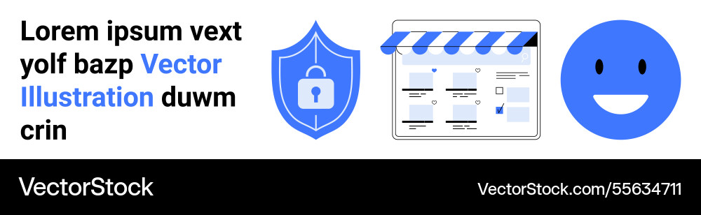 Security shield website interface and happy face Vector Image