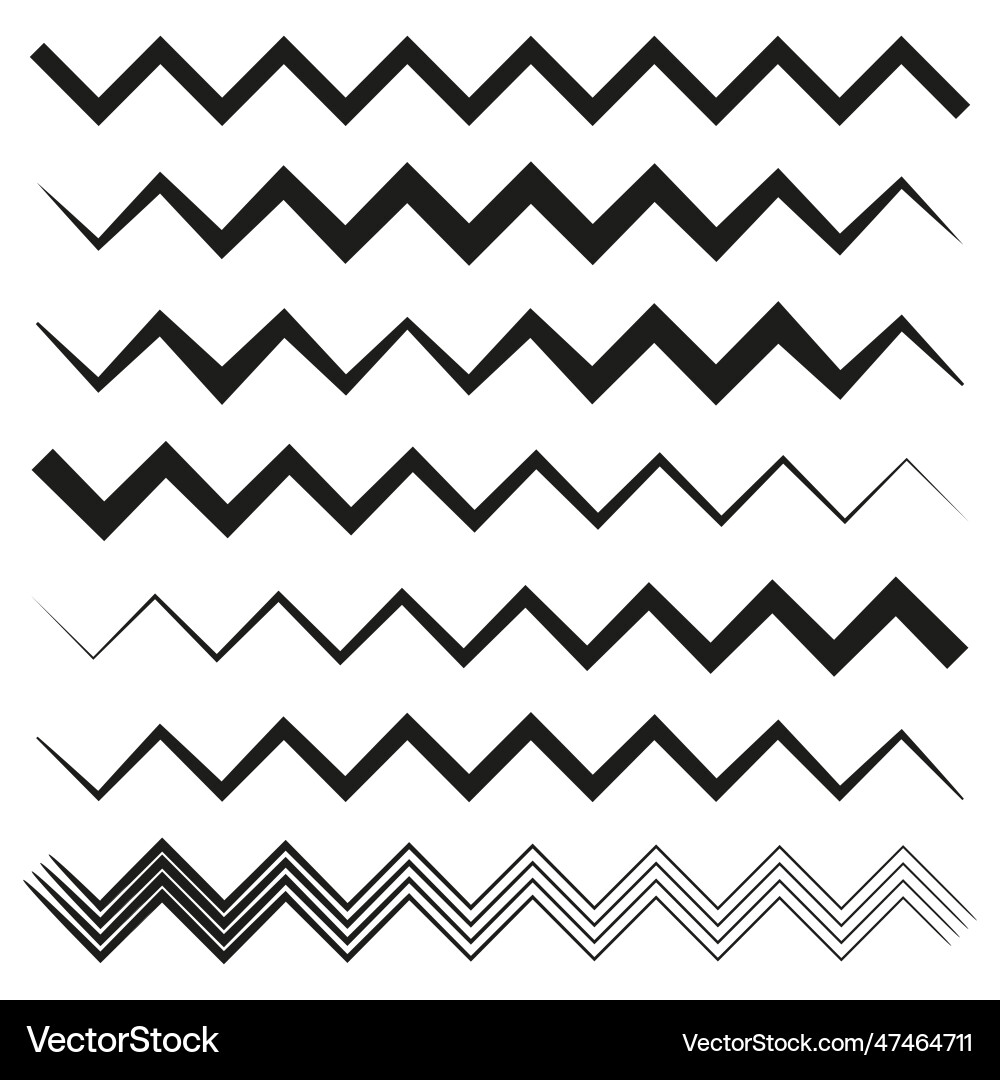 Set of wavy zigzag lines in different weights vector image