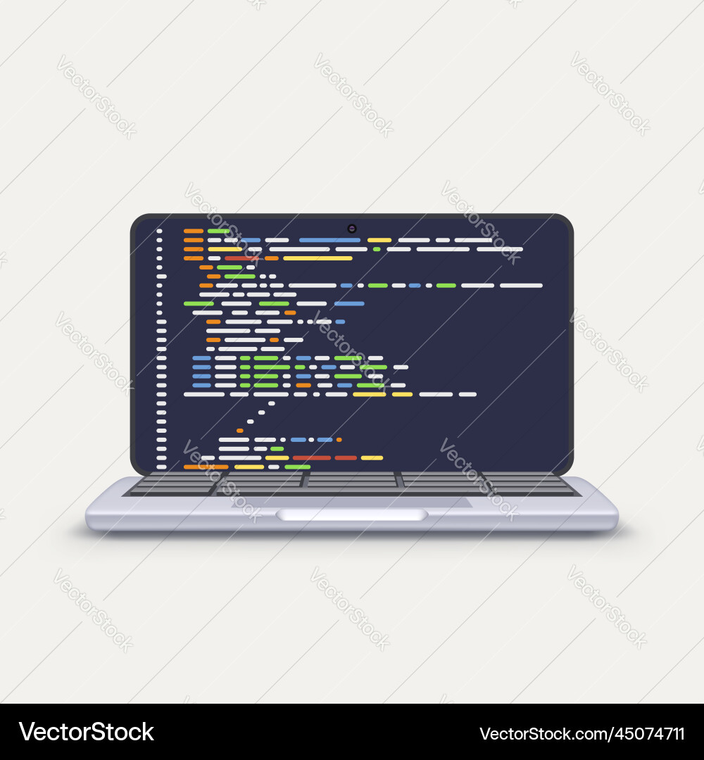 Software code lines on screen of laptop Software code lines on screen of laptop vector image