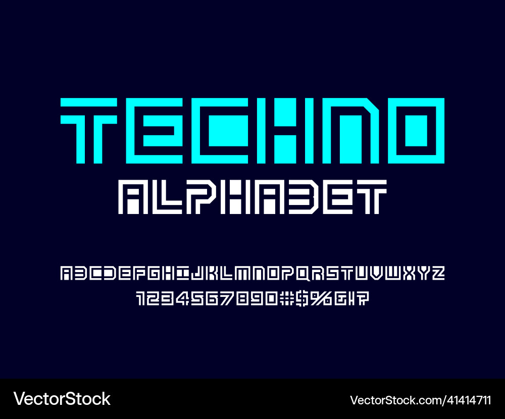 Techno font vector image