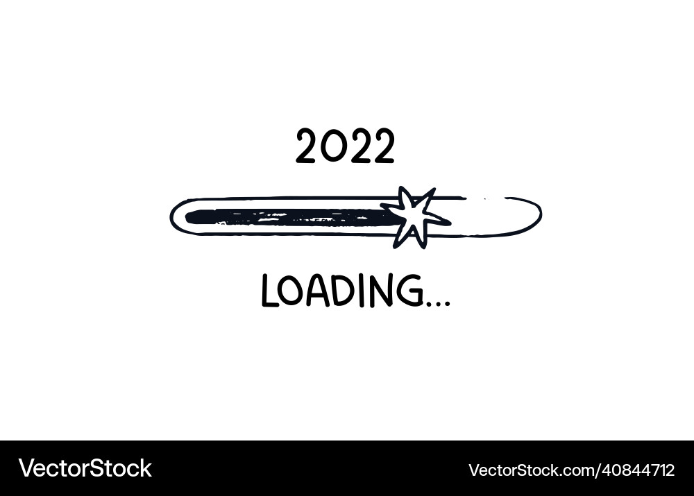 2022 with star on loading bar isolated 2022 with star on loading bar isolated vector image