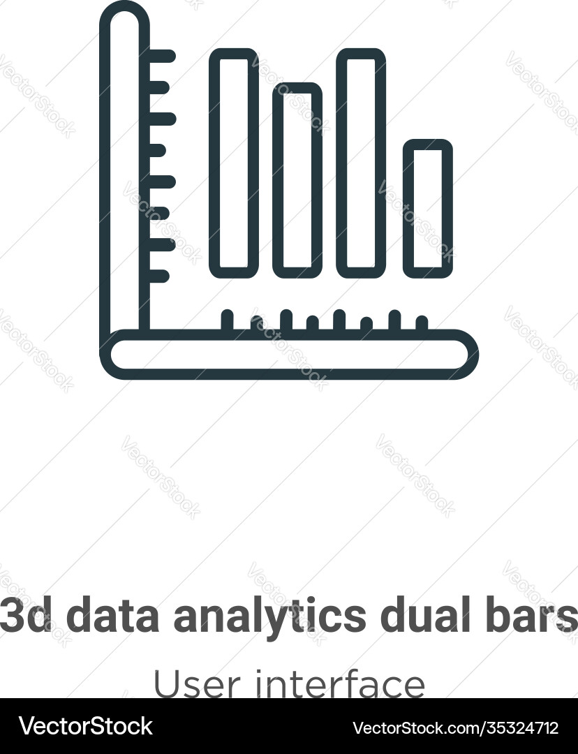3d data analytics dual bars outline icon thin Vector Image